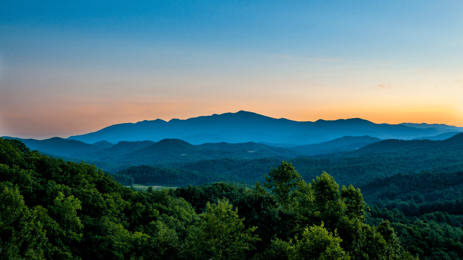 Appalachian mountains at sunset